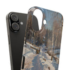 Sleigh ride on a sunny winter day by Peder Mork Monsted - iPhone Slim Case