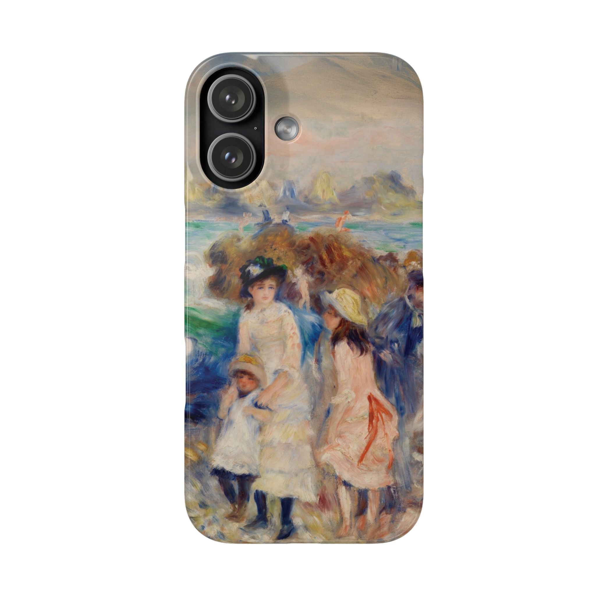 Children at the Beach at Guernsey by Pierre Auguste Renoir - iPhone Slim Case