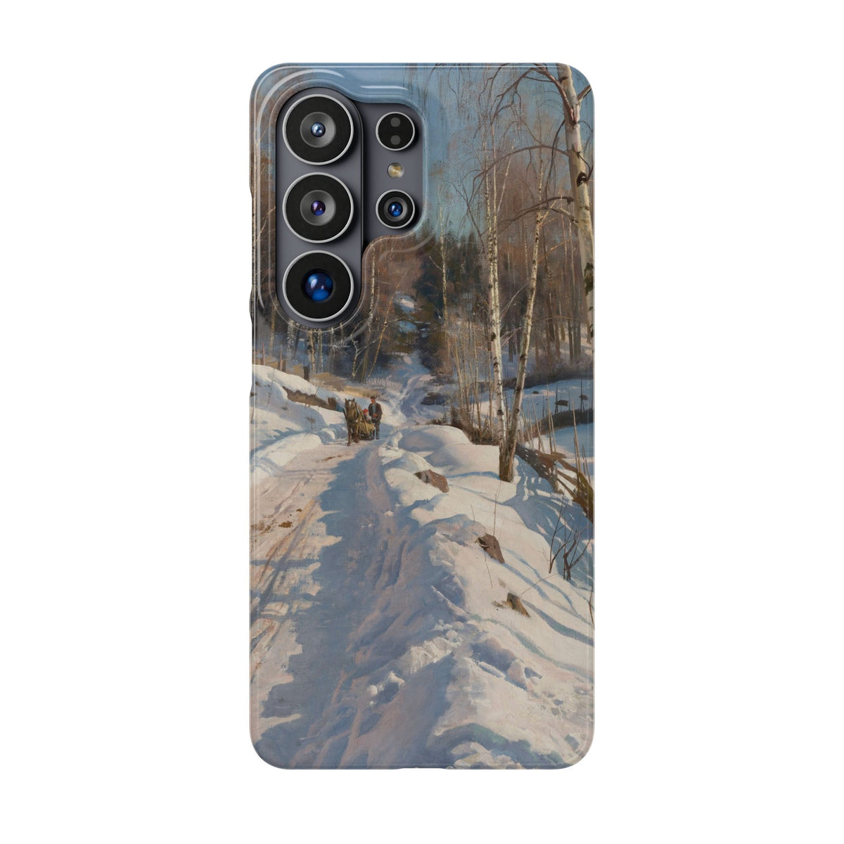 Sleigh ride on a sunny winter day by Peder Mork Monsted - Samsung Slim Case