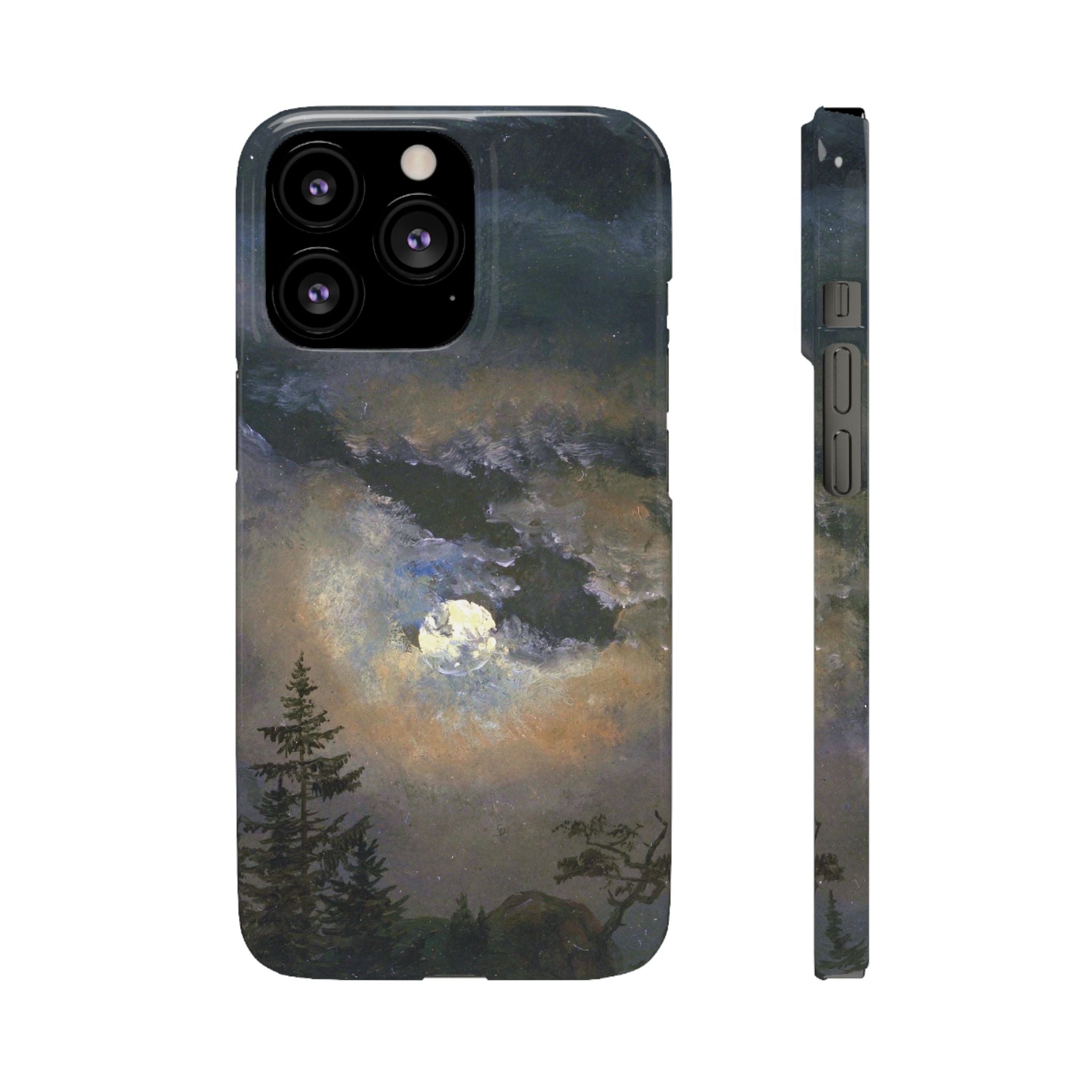 Study of a Cloud and Landscape by Moonlight by Johan Dahl - iPhone Slim Case