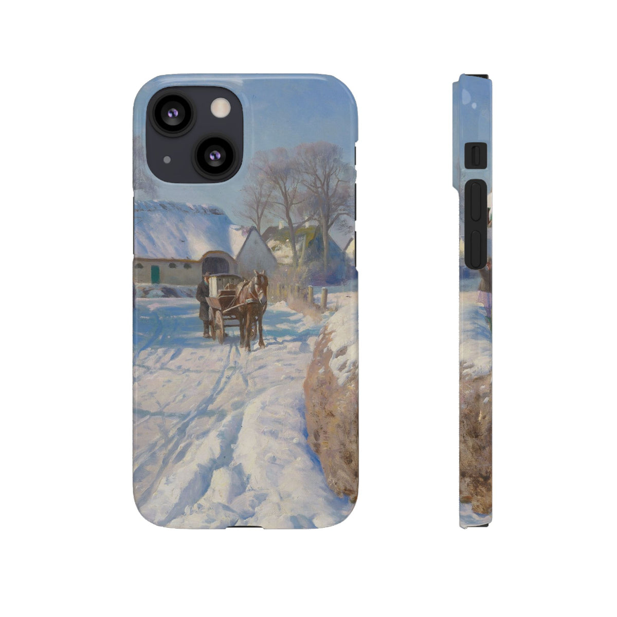 A village in the snow by Peder Mork Monsted - iPhone Slim Case