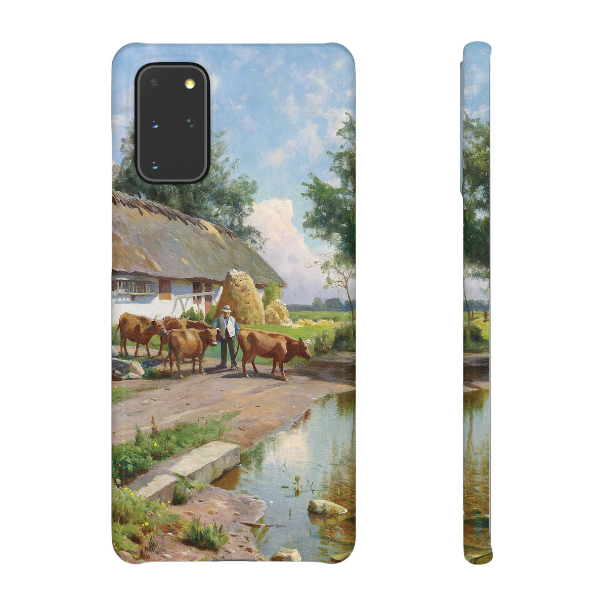 The cows are watered at the village pond in Stroby Egede Denmark by Peder Mork Monsted - Samsung Slim Case