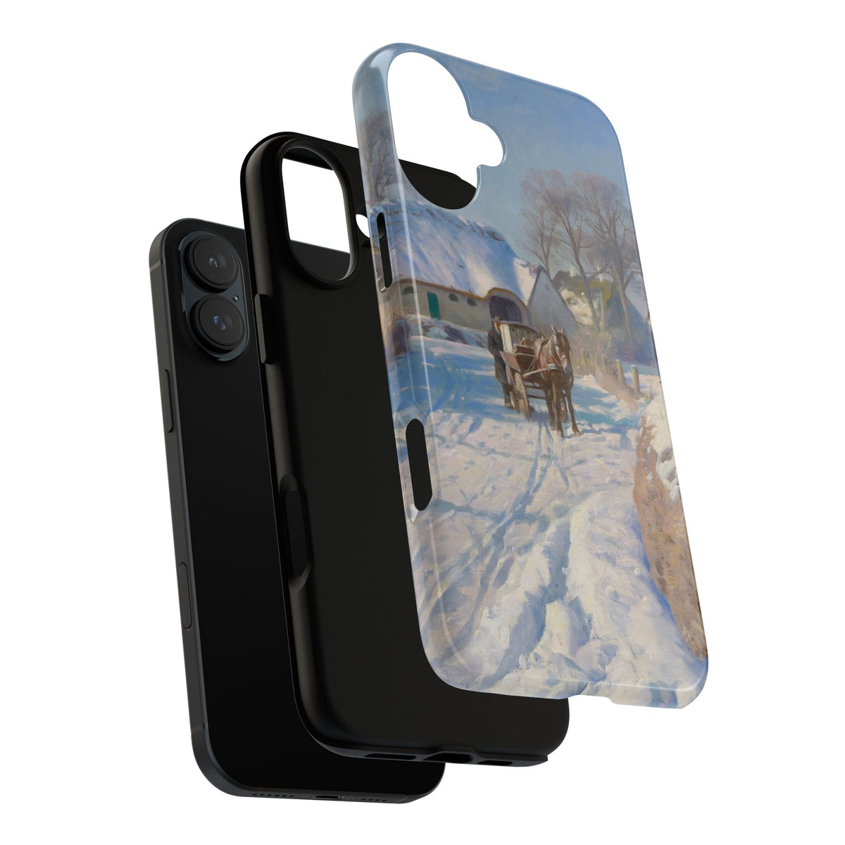A village in the snow by Peder Mork Monsted - iPhone Tough Case