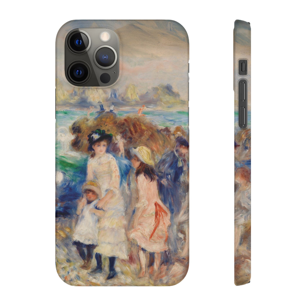 Children at the Beach at Guernsey by Pierre Auguste Renoir - iPhone Slim Case