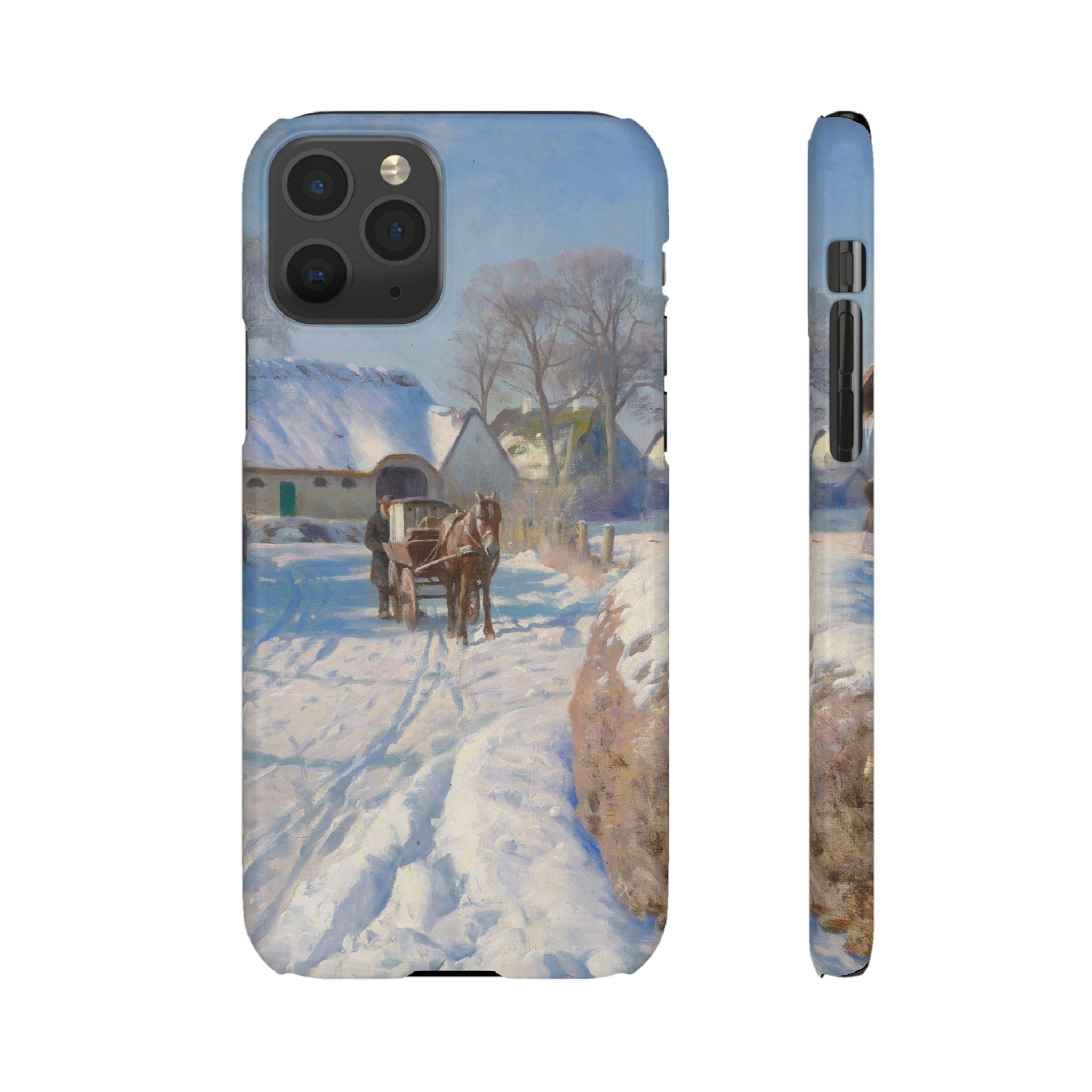 A village in the snow by Peder Mork Monsted - iPhone Slim Case