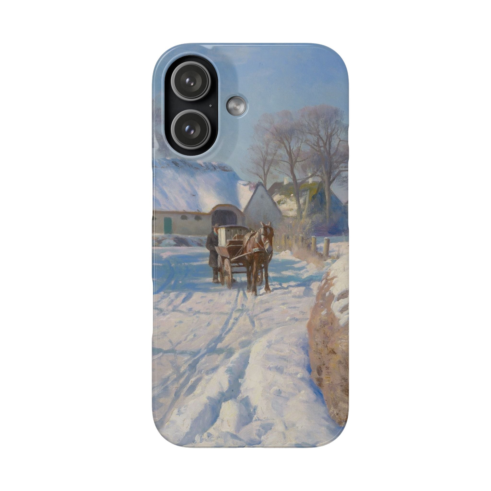 A village in the snow by Peder Mork Monsted - iPhone Slim Case