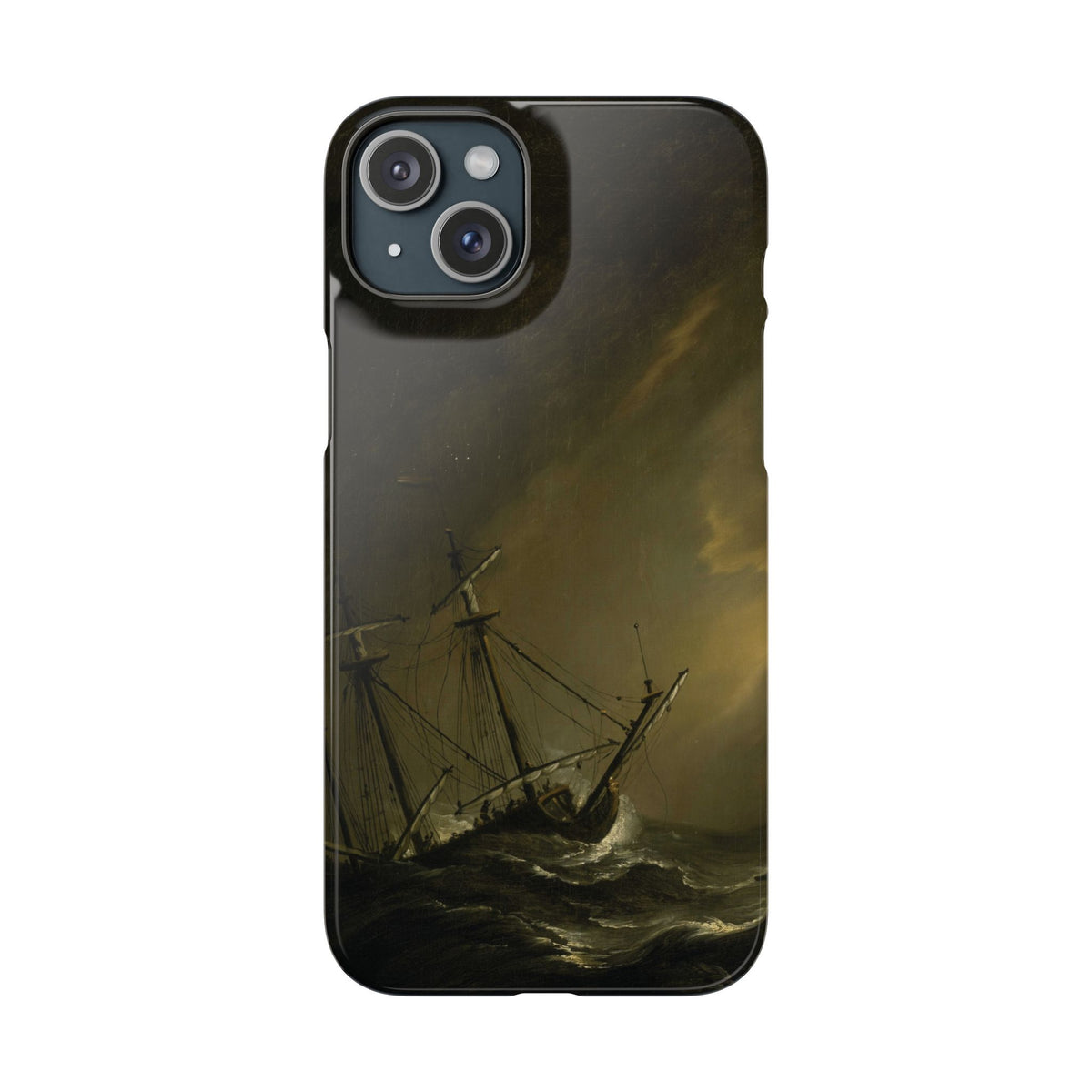 A Small Dutch Ship Riding out a Storm by Willem van de Velde - iPhone Slim Case