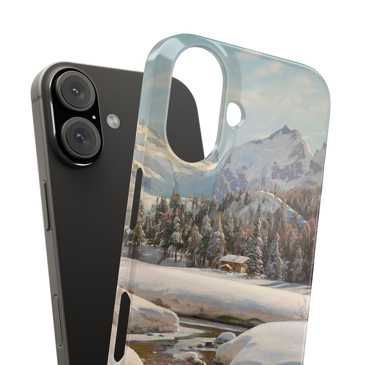 Winter landscape in Switzerland near Engadin by Peder Mork Monsted - iPhone Slim Case