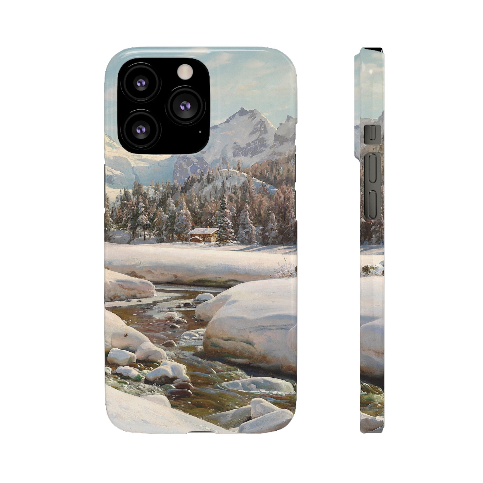 Winter landscape in Switzerland near Engadin by Peder Mork Monsted - iPhone Slim Case
