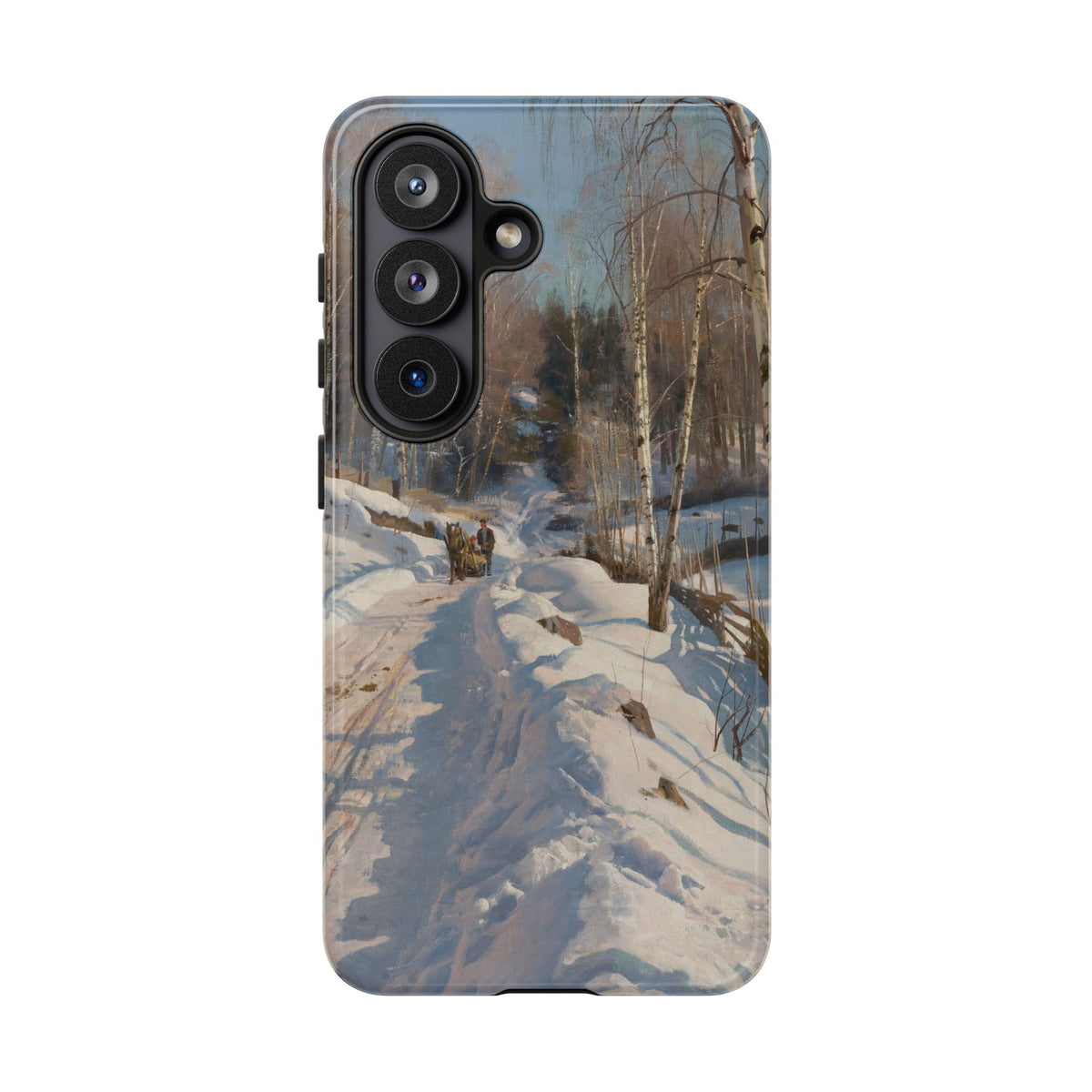 Sleigh ride on a sunny winter day by Peder Mork Monsted - Samsung Tough Case