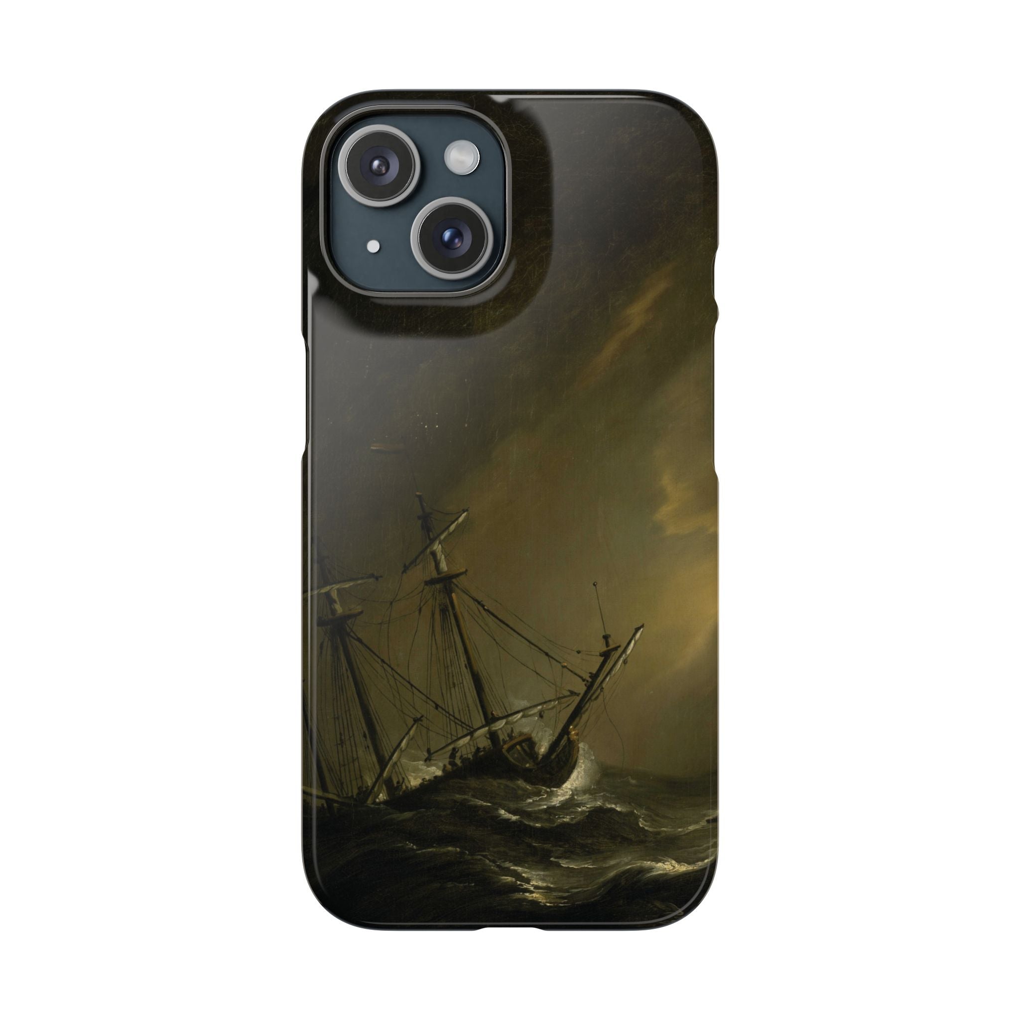A Small Dutch Ship Riding out a Storm by Willem van de Velde - iPhone Slim Case