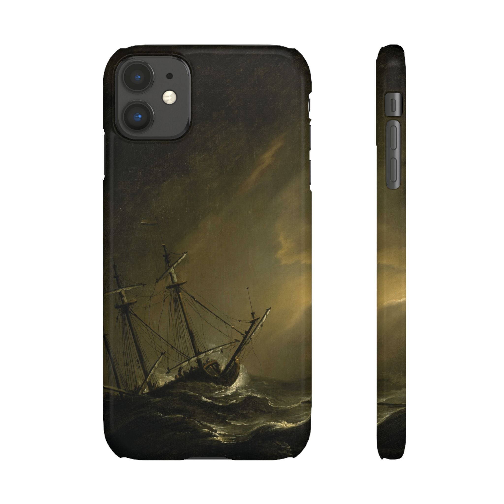 A Small Dutch Ship Riding out a Storm by Willem van de Velde - iPhone Slim Case