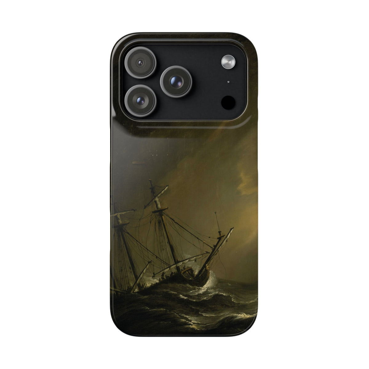 A Small Dutch Ship Riding out a Storm by Willem van de Velde - iPhone Slim Case