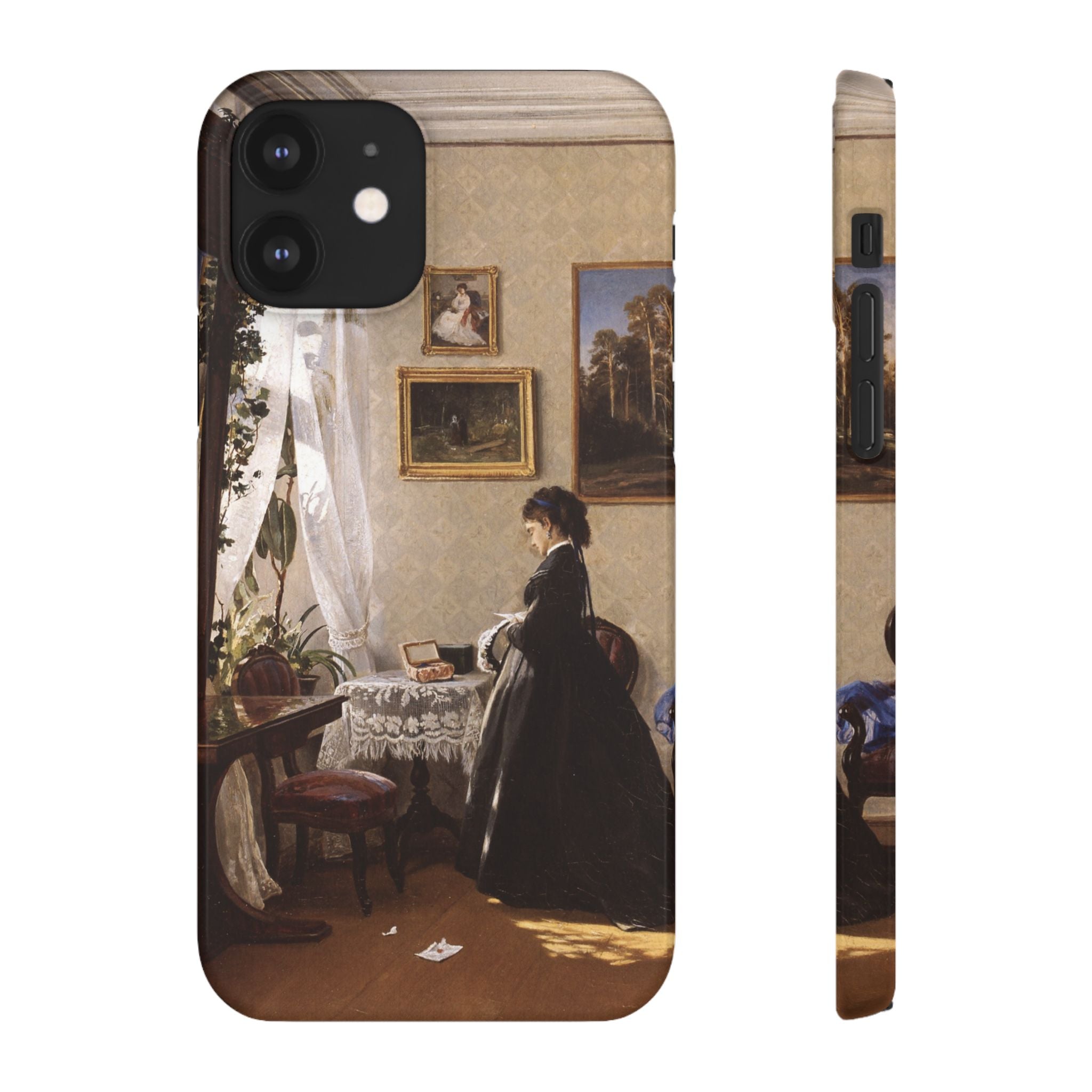 In front of the mirror by Ivan Ivanovich Shishkin - iPhone Slim Case