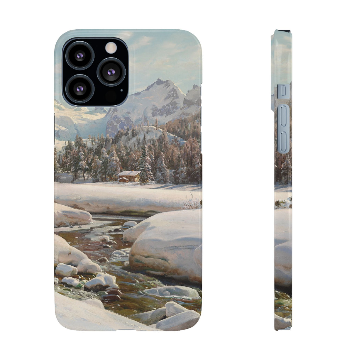Winter landscape in Switzerland near Engadin by Peder Mork Monsted - iPhone Slim Case