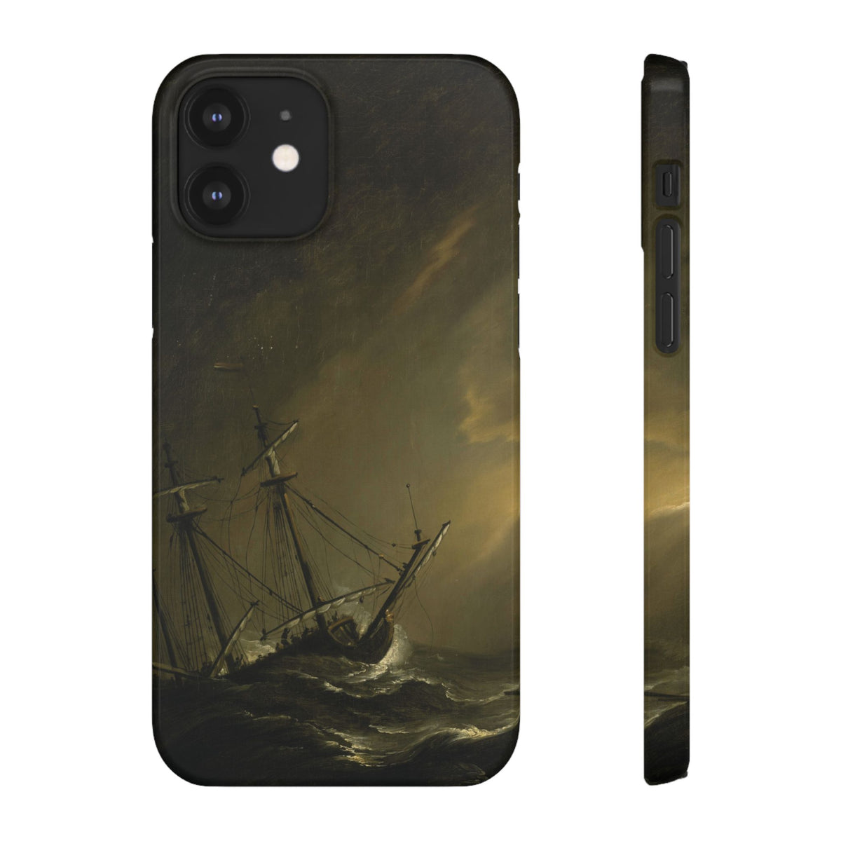A Small Dutch Ship Riding out a Storm by Willem van de Velde - iPhone Slim Case