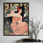 Framed JOB by Alphonse Mucha wall art hanging on a wall in a modern interior.