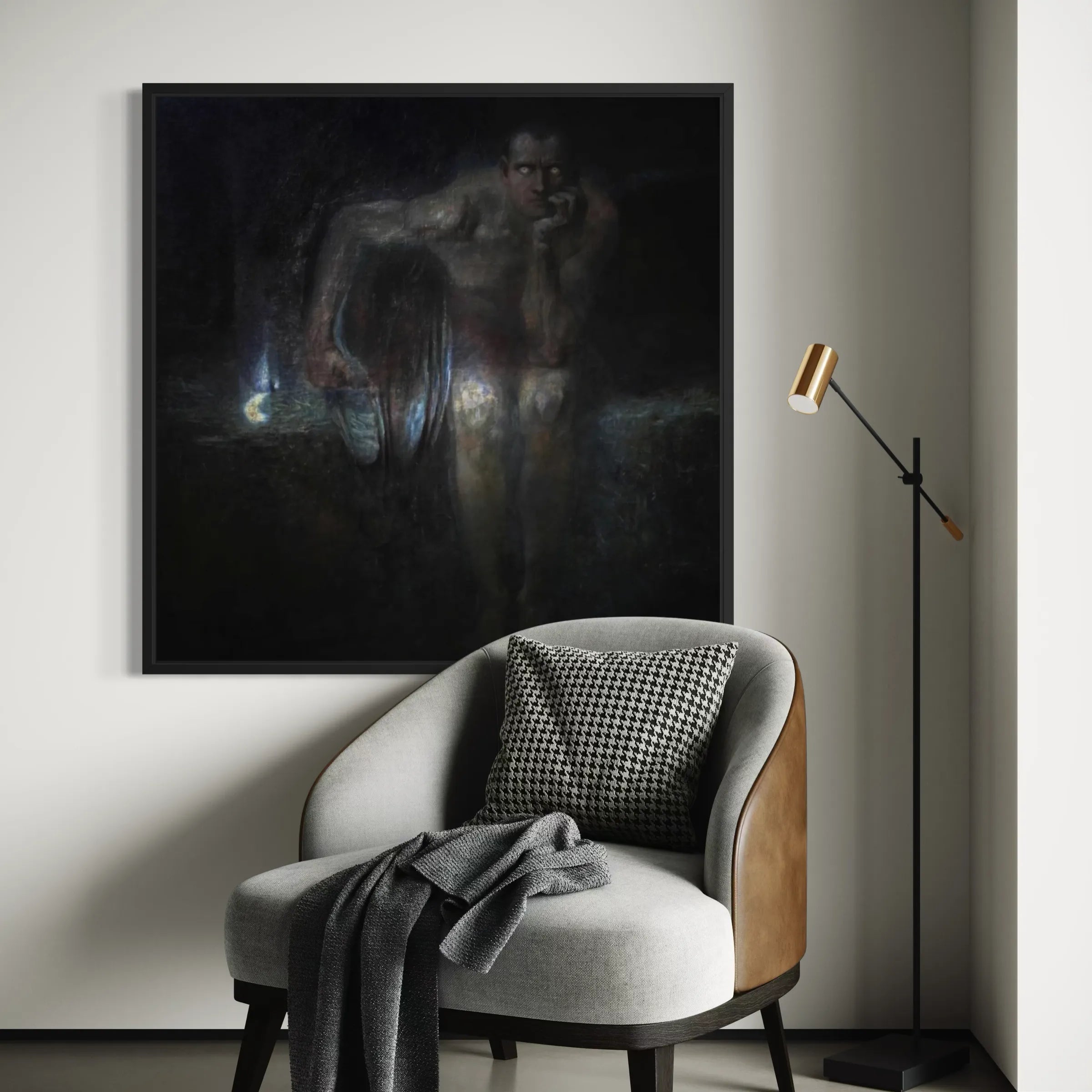 
Lucifer by Franz von Stuck wall art hanging on a wall as elegant home decor.