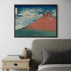 Red Fuji by Hokusai wall art hanging on a wall as elegant home decor.