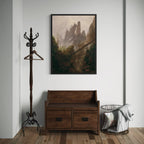 Rocky Landscape in the Elbe Sandstone Mountains by Caspar David Friedrich wall art hanging on a wall as elegant home decor.