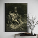The Deluge by Gustave Doré wall art hanging on a wall as elegant home decor.