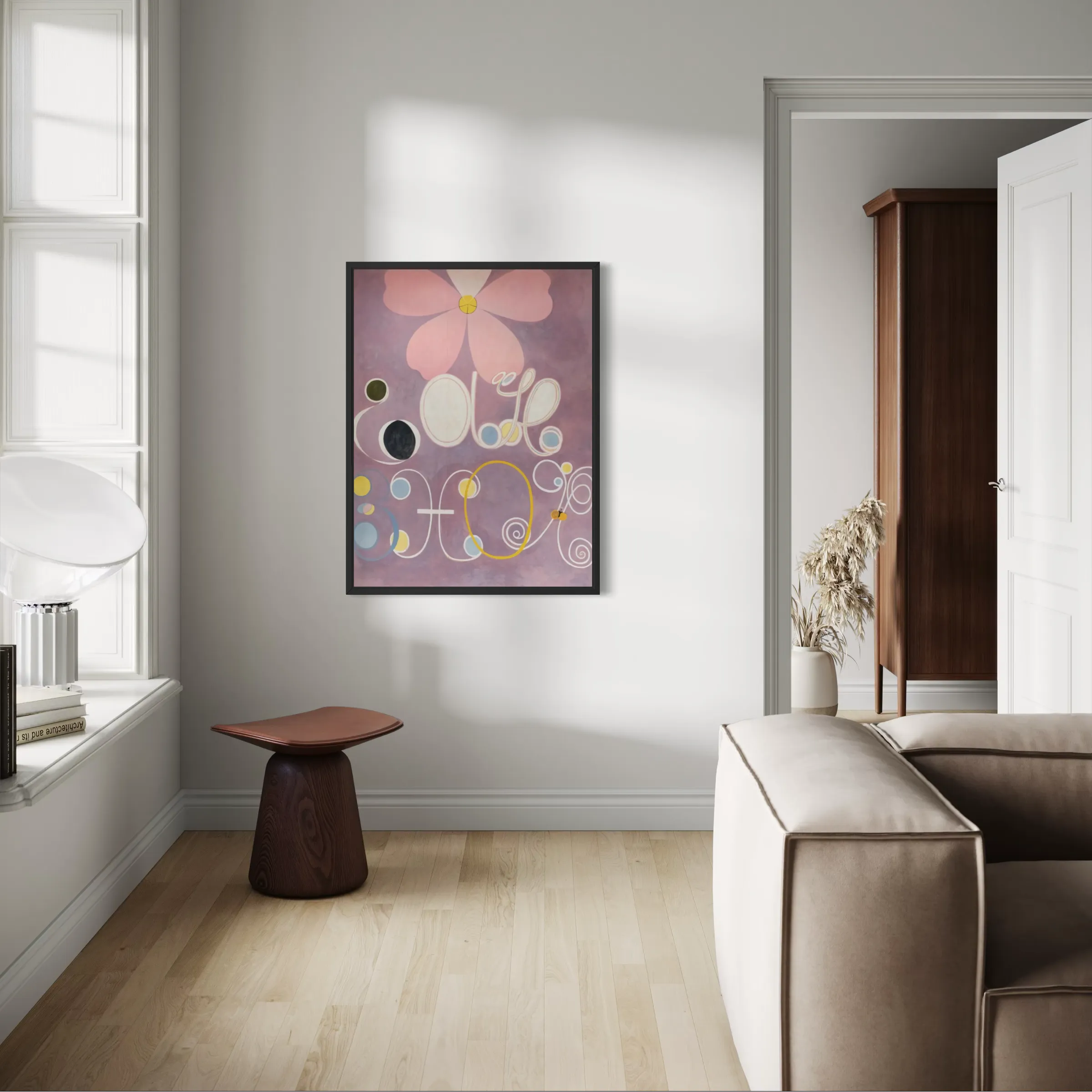 The Ten Largest, No. 5 – Adulthood by Hilma af Klint wall art hanging on a wall as elegant home decor.