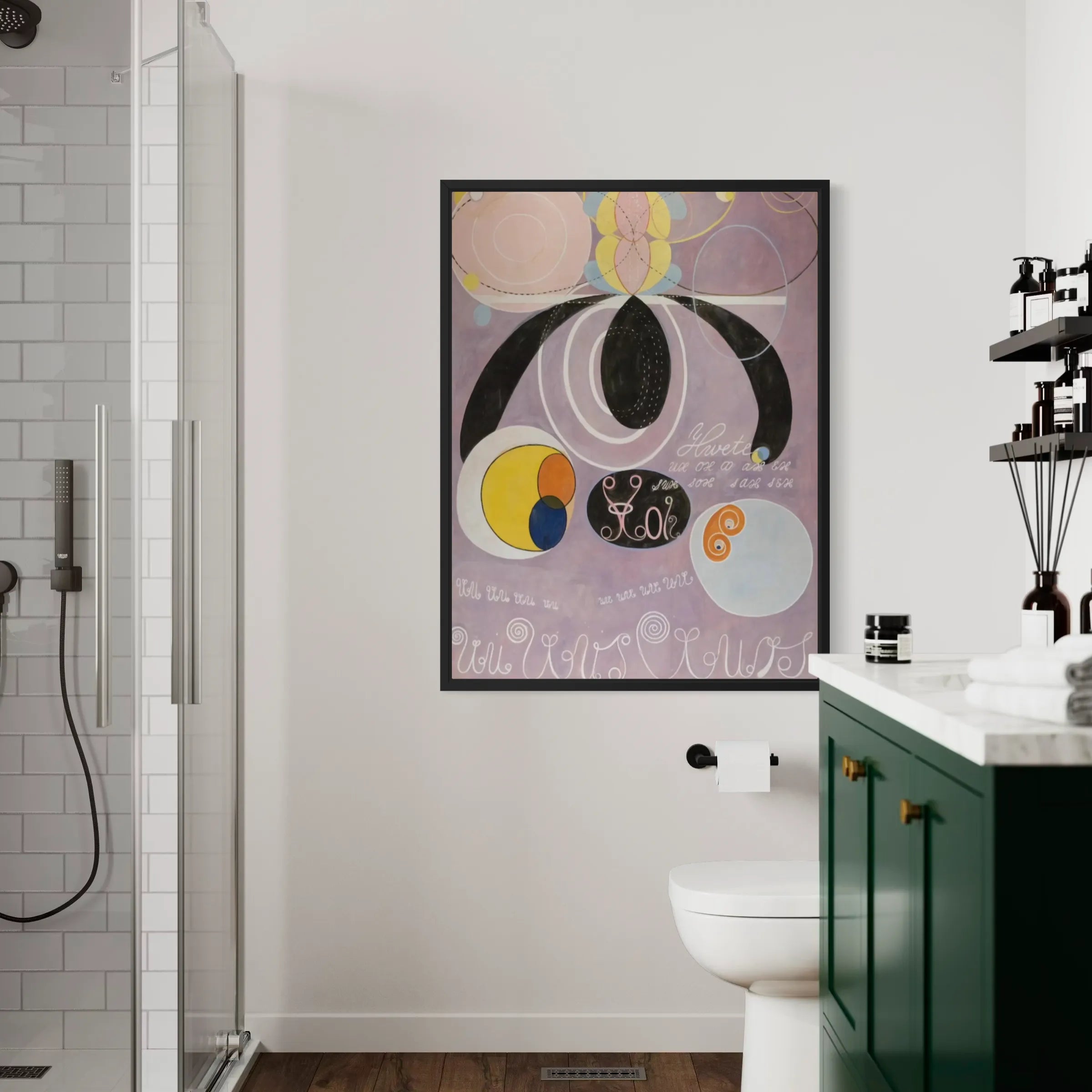 The Ten Largest, No. 6 – Adulthood by Hilma af Klint wall art hanging on a wall as elegant home decor.
