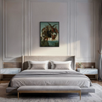 The Torment of Saint Anthony by Michelangelo wall art hanging on a wall as elegant home decor.