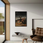 Witches’ Sabbath by Francisco de Goya wall art hanging on a wall as elegant home decor.